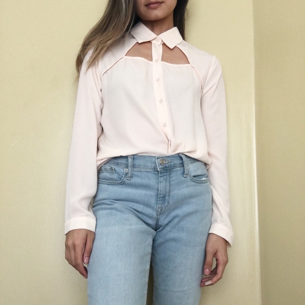 Cream Button Down Blouse